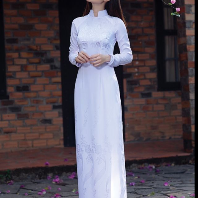 Áo dài học sinh gấm trắng Thai Tuấn may sẵn cao cấp | Shopee Việt Nam